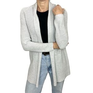 Simons Contemporaine cotton blend grey open front tunic cardigan sweater XS